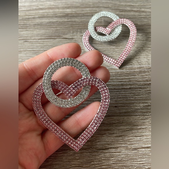 Heart rhinestones earrings - Picture 2 of 5